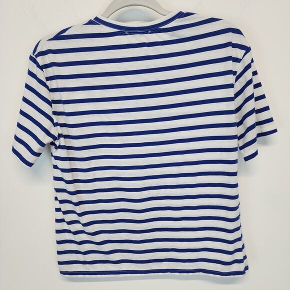 Zara Wheres Waldo T-shirt Size S Blue Stripe Round Neck Embroidered Geeky Casual - Picture 4 of 10
